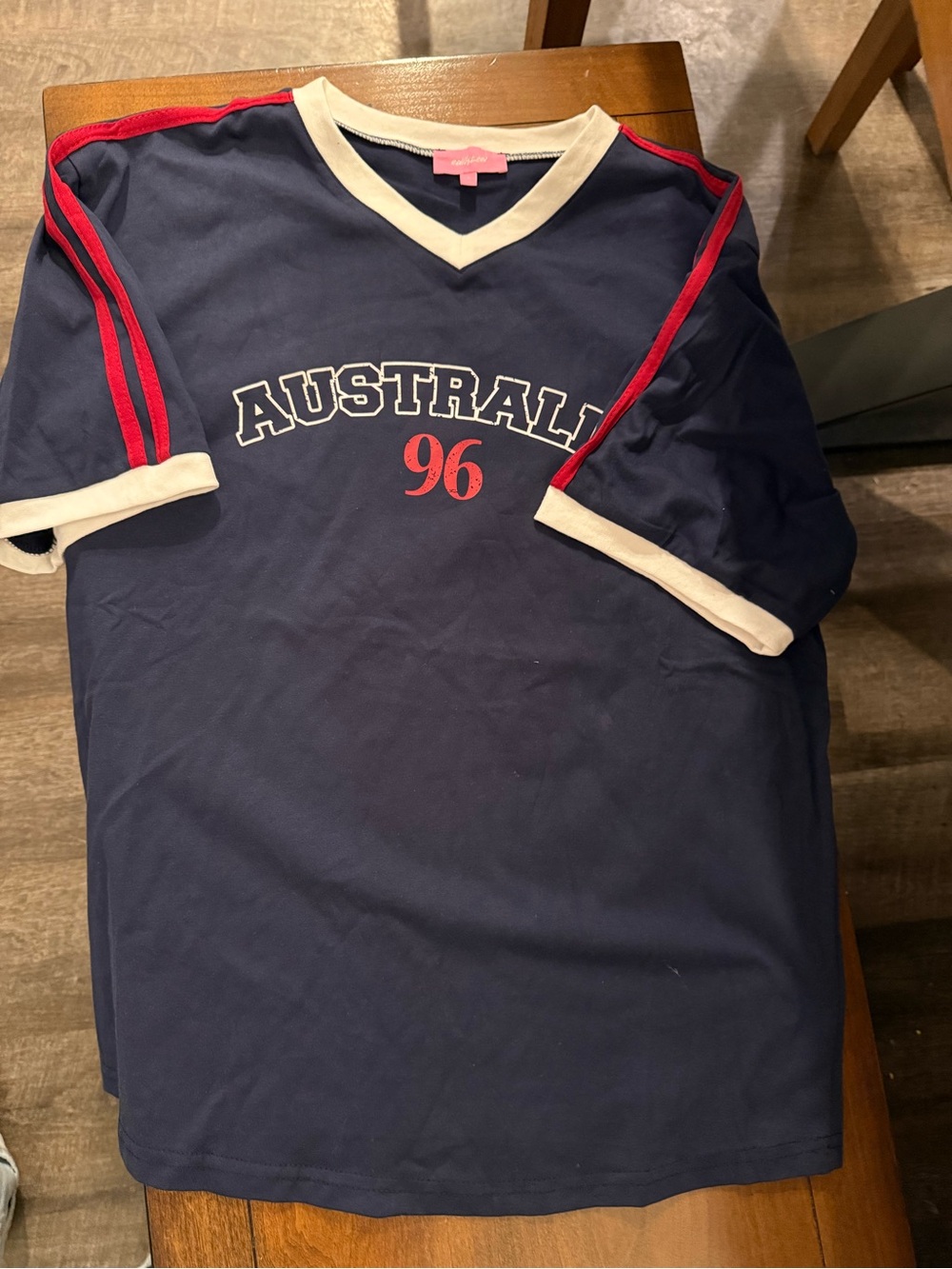 Edikted Navy Short-Sleeve Tee with Red and White Trim